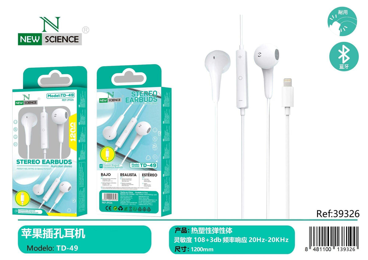 Slušalice za iPhone (Lightning) s mikrofonom (TD-49) – bijele