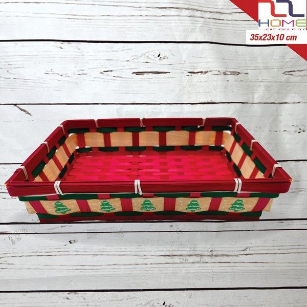 Pravokutna božićna košara od bambusa 35 × 23 × 10 cm