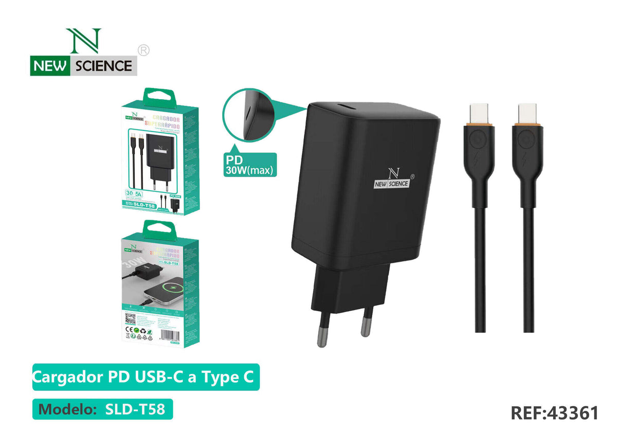 Kućni punjač USB-C PD 30 W (SLD-T58) – S kabelom USB-C na USB-C