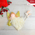 Vila sa svjetlucavim krznom 28 cm, zlatna – privjesak za bor