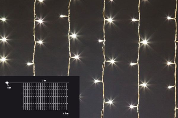 LED zavjesa 192 LED, 3 × 1 m – toplo bijela, spojiva