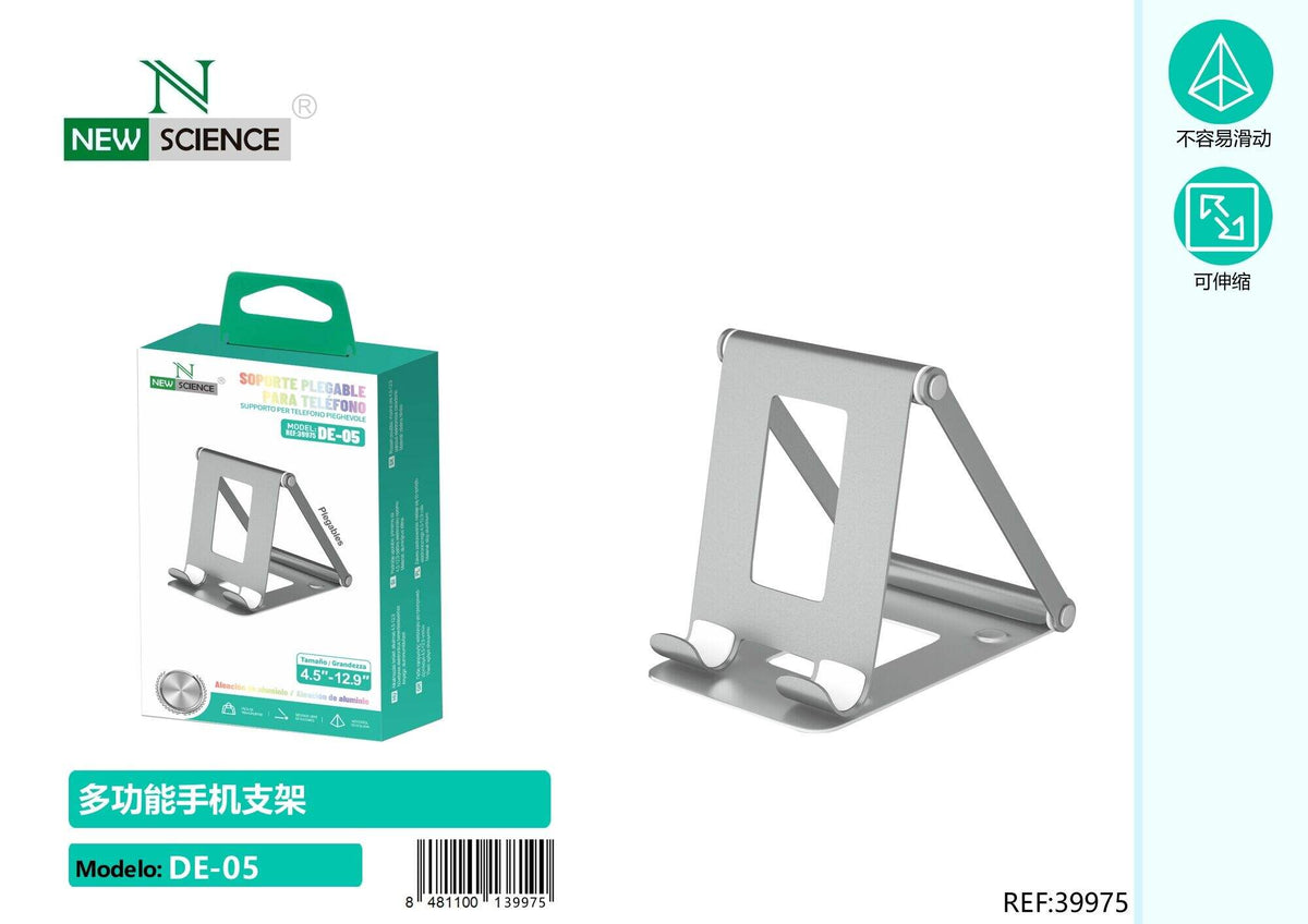 Sklopivi aluminijski stalak za mobitel (DE-05) – Srebrna