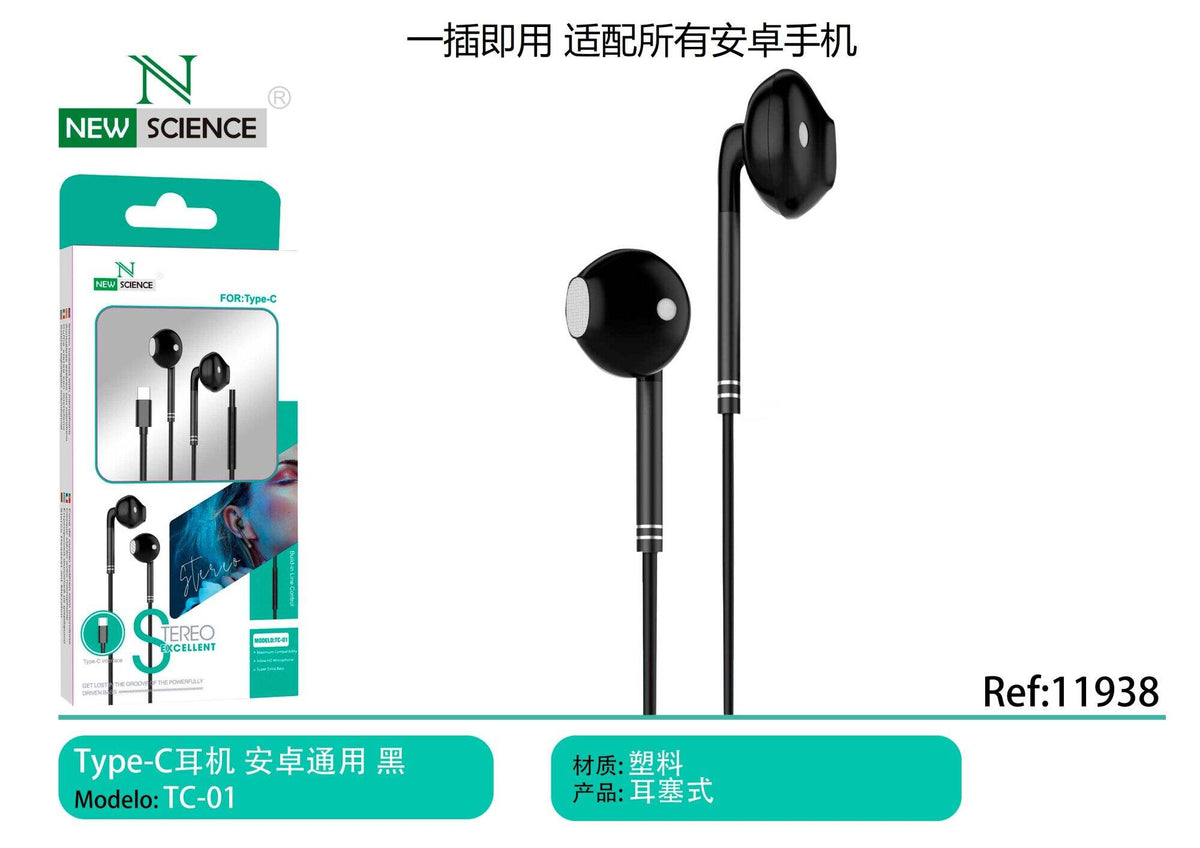 USB-C slušalice s mikrofonom (TC-01) – crne