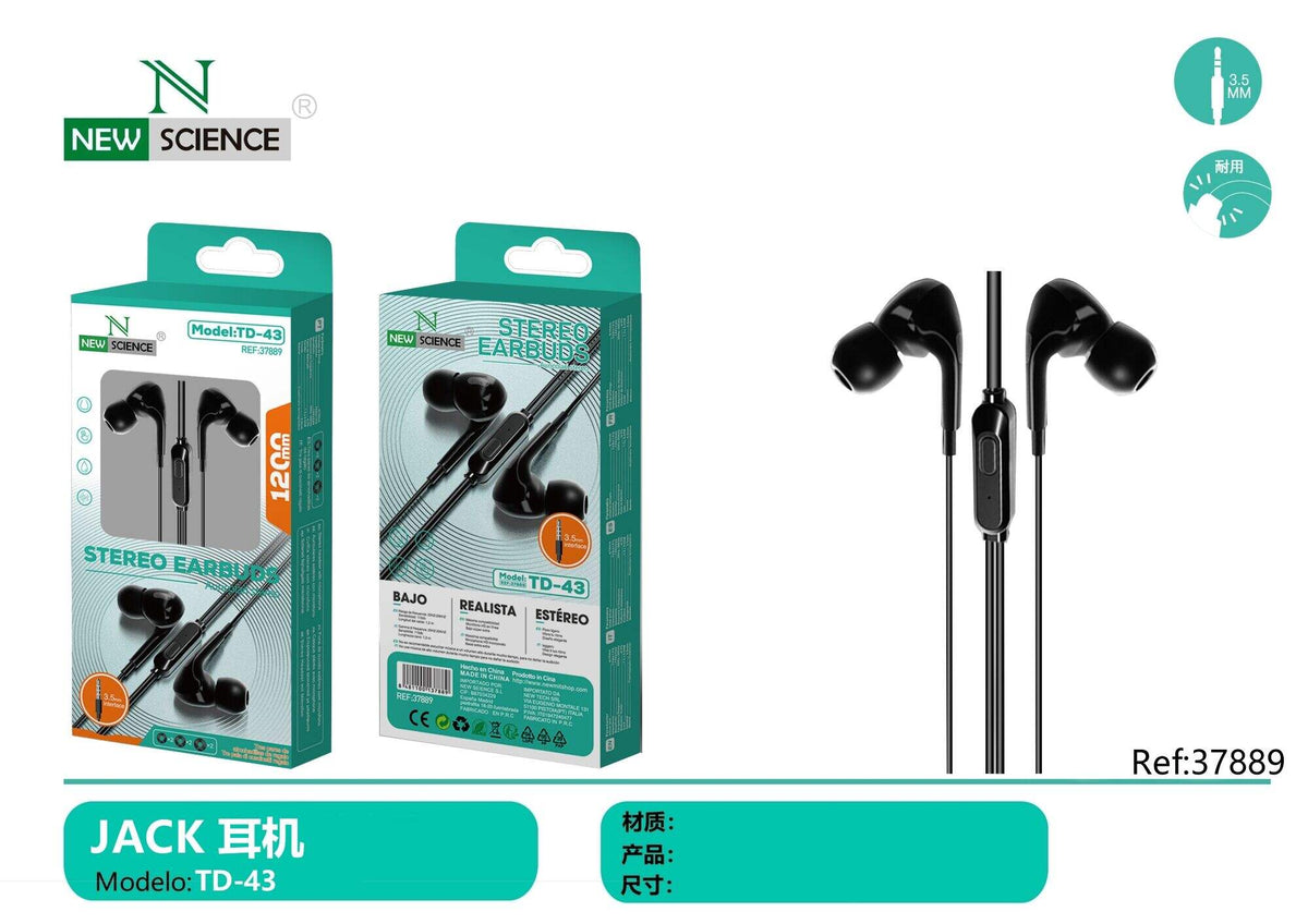 Slušalice s mikrofonom, 3,5 mm (TD-43) – Crna