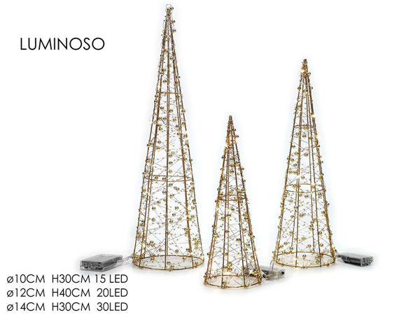 Set 3 zlatna stabla s LED – svjetleća božićna figura