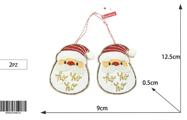 Djed Mraz HO HO HO, 12,5 cm – viseći božićni ukras