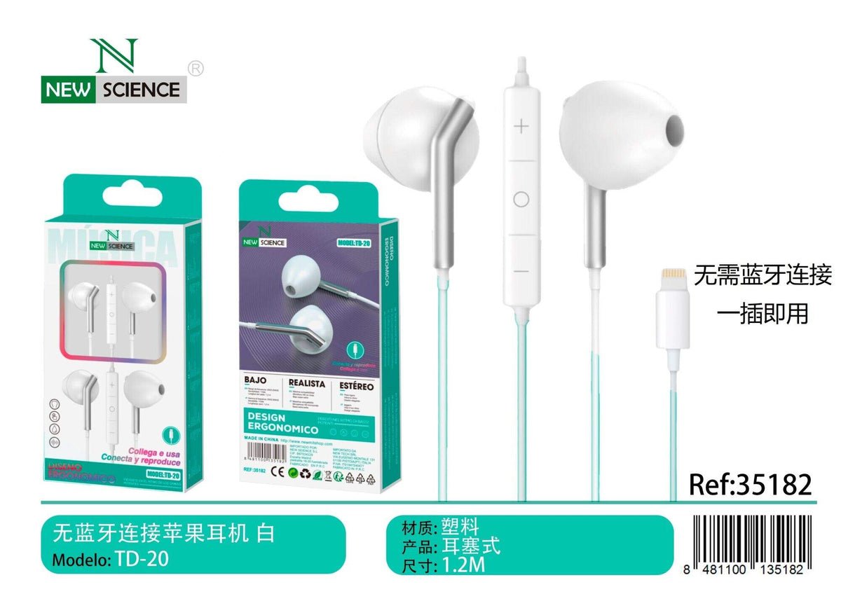 Slušalice za iPhone (Lightning) s mikrofonom (TD-20) – bijele