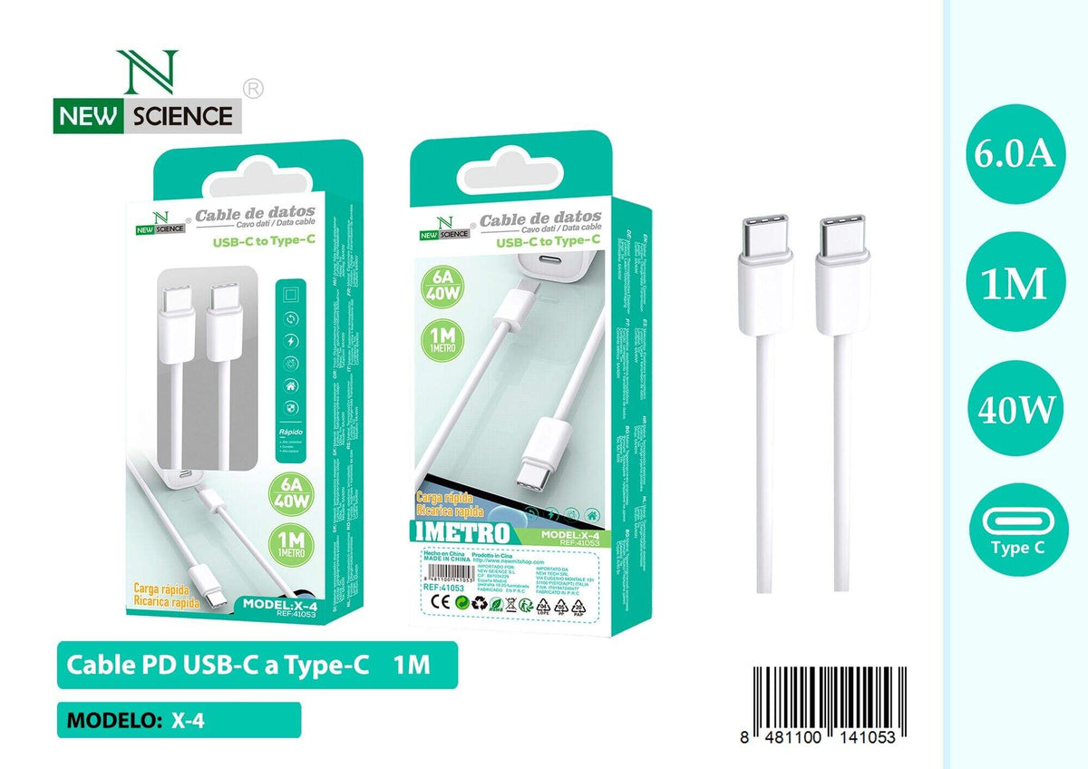 Kabel USB-C na USB-C 40–60 W – 1 do 3 m (X-4) – 1 m, Bijela