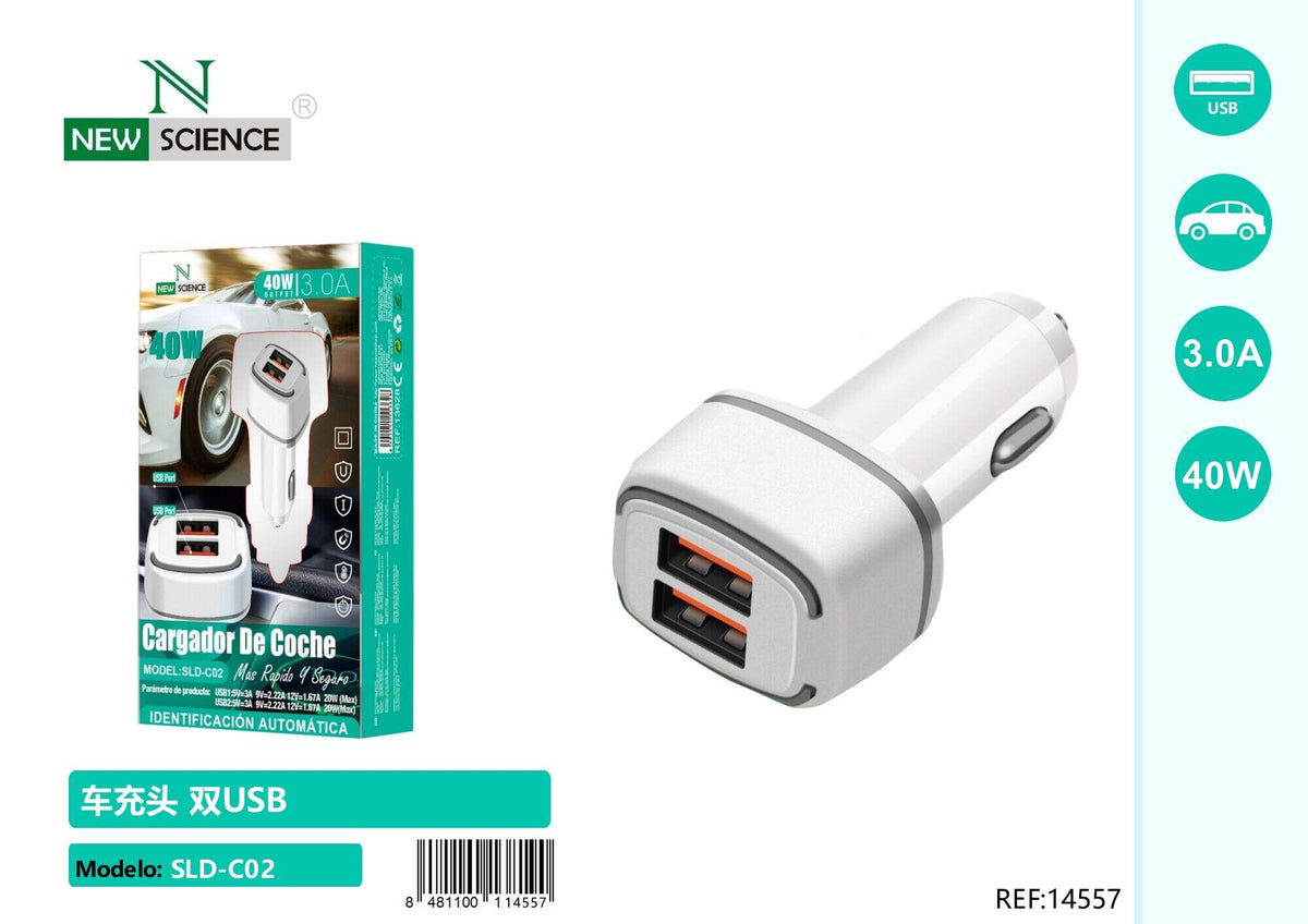 Auto punjač 2× USB SLD-C02 – bijeli