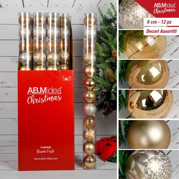 Weihnachtskugeln 12 Stk.; Durchmesser 6cm; Champagner