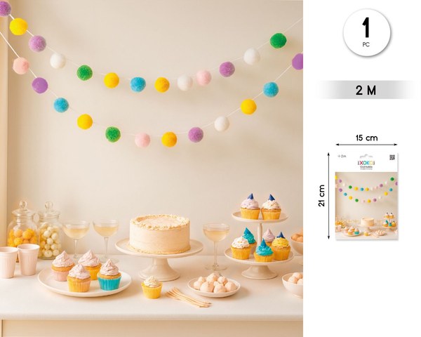 Pastelni vijenac s pomponima