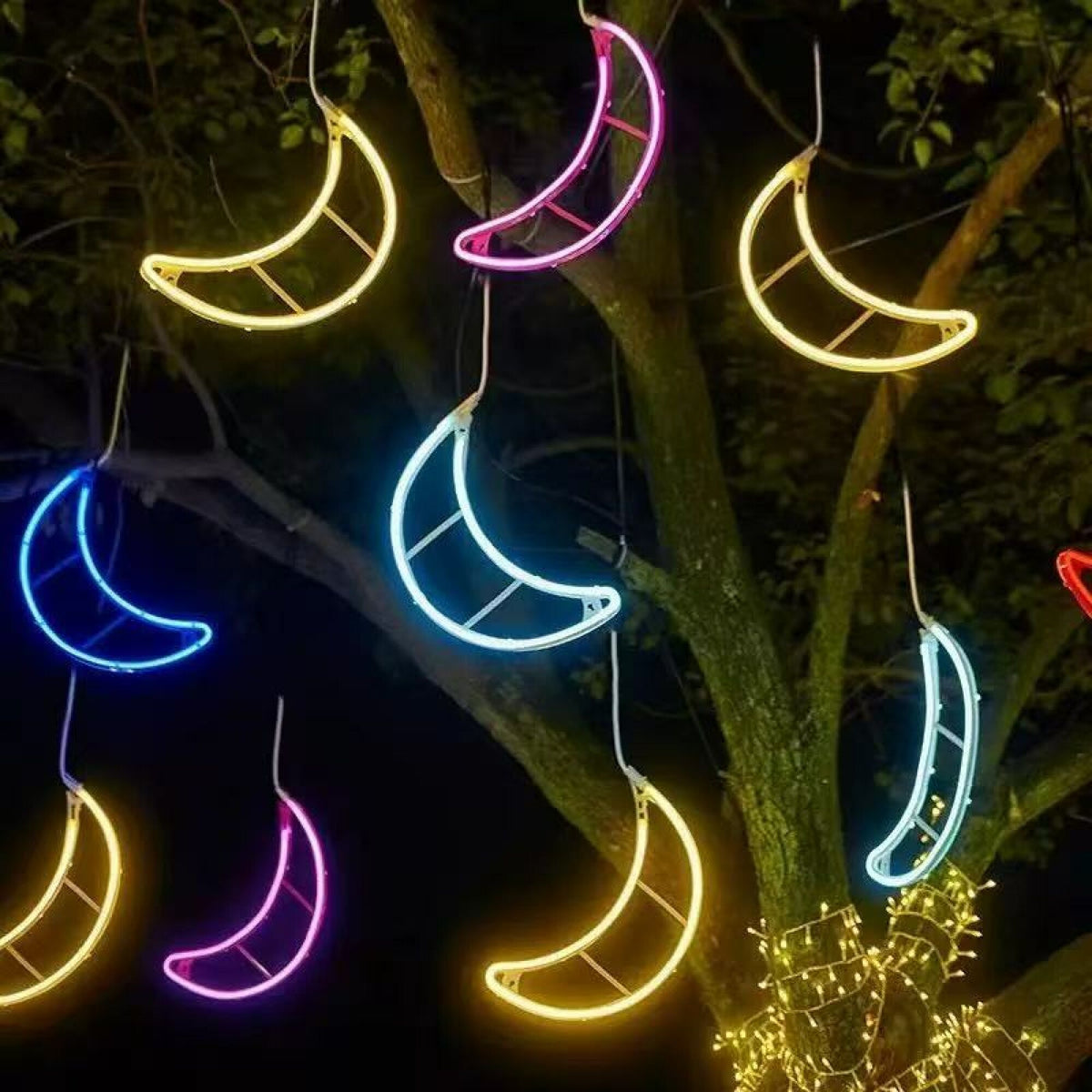 LED neonski svjetleći motiv – mjesec 40 cm