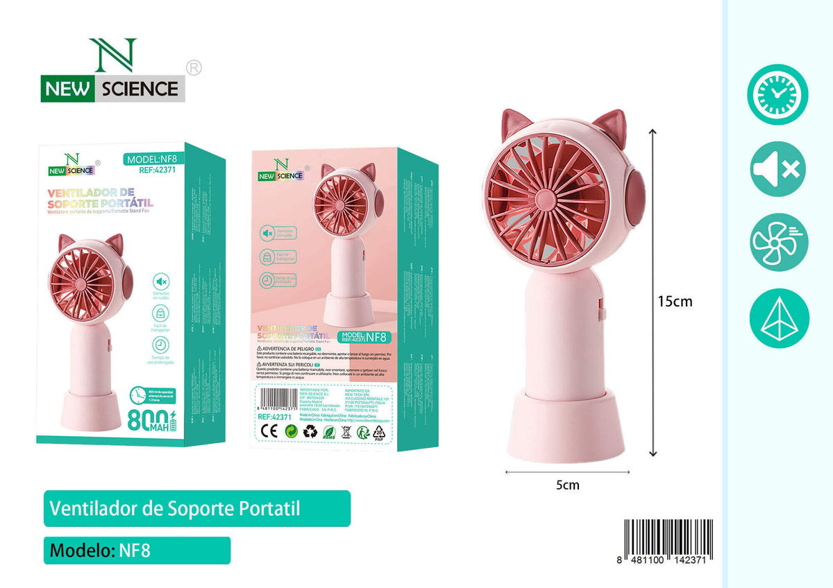 Prijenosni mini ventilator s ušima (NF8) – Roza