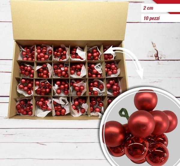 Weihnachtsdeko 10 Kugeln 2cm - rot