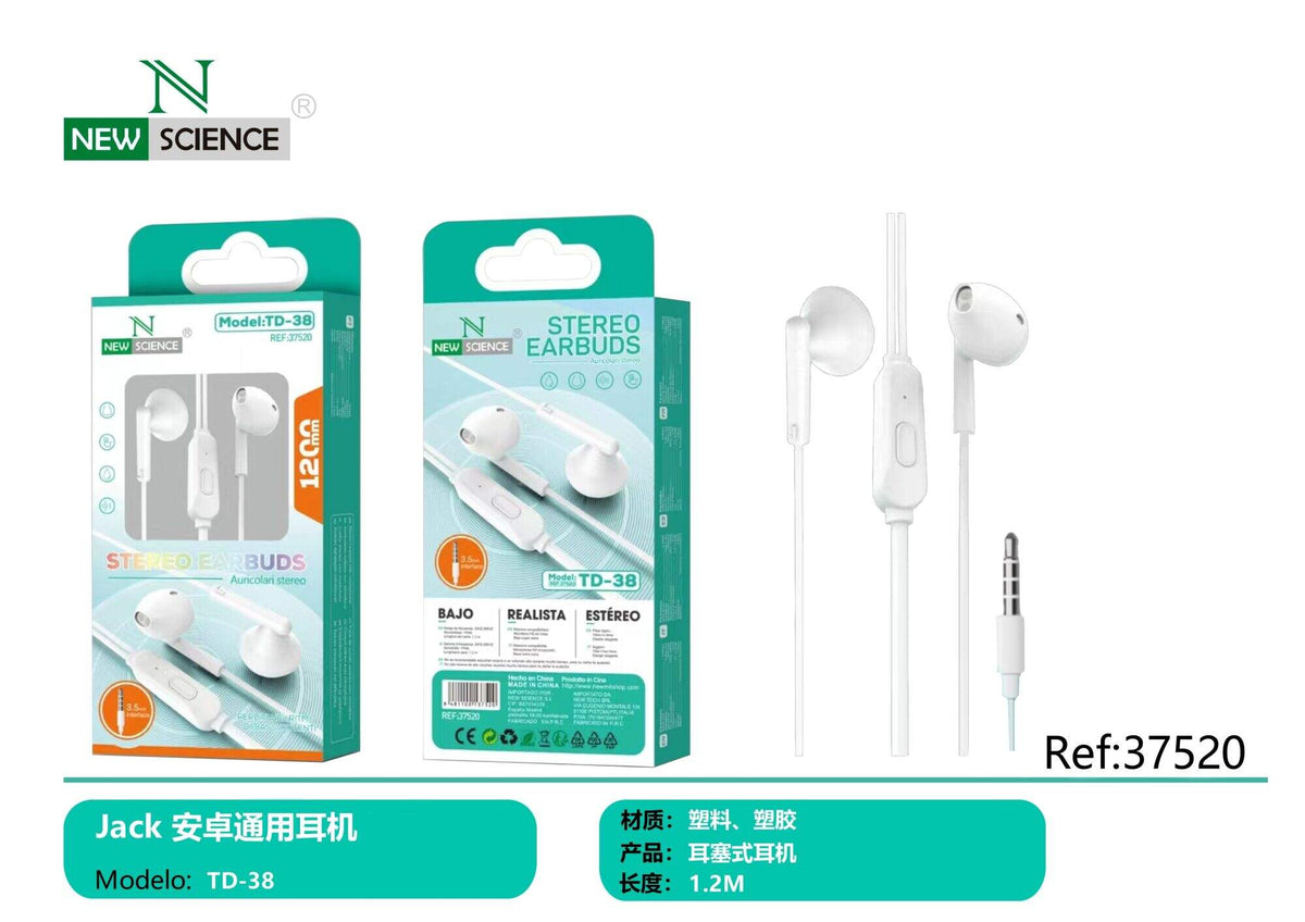 Slušalice s mikrofonom, 3,5 mm (TD-38) – Bijela