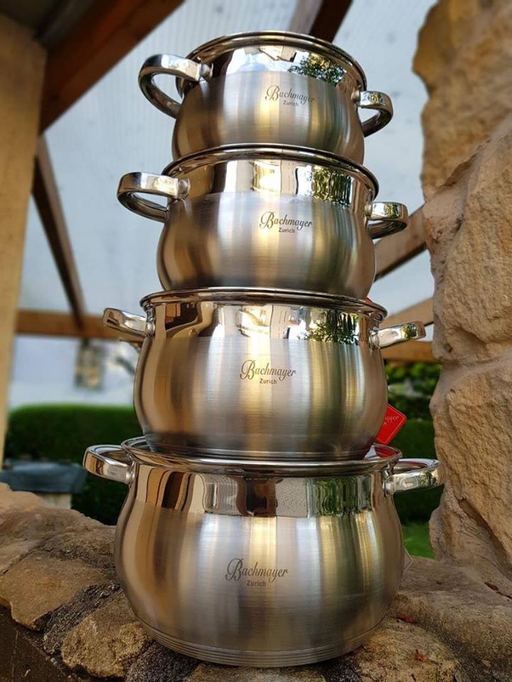 Inox set lonaca sa staklenim poklopcima