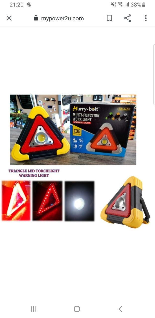 Solarna LED lampa s trokutom upozorenja