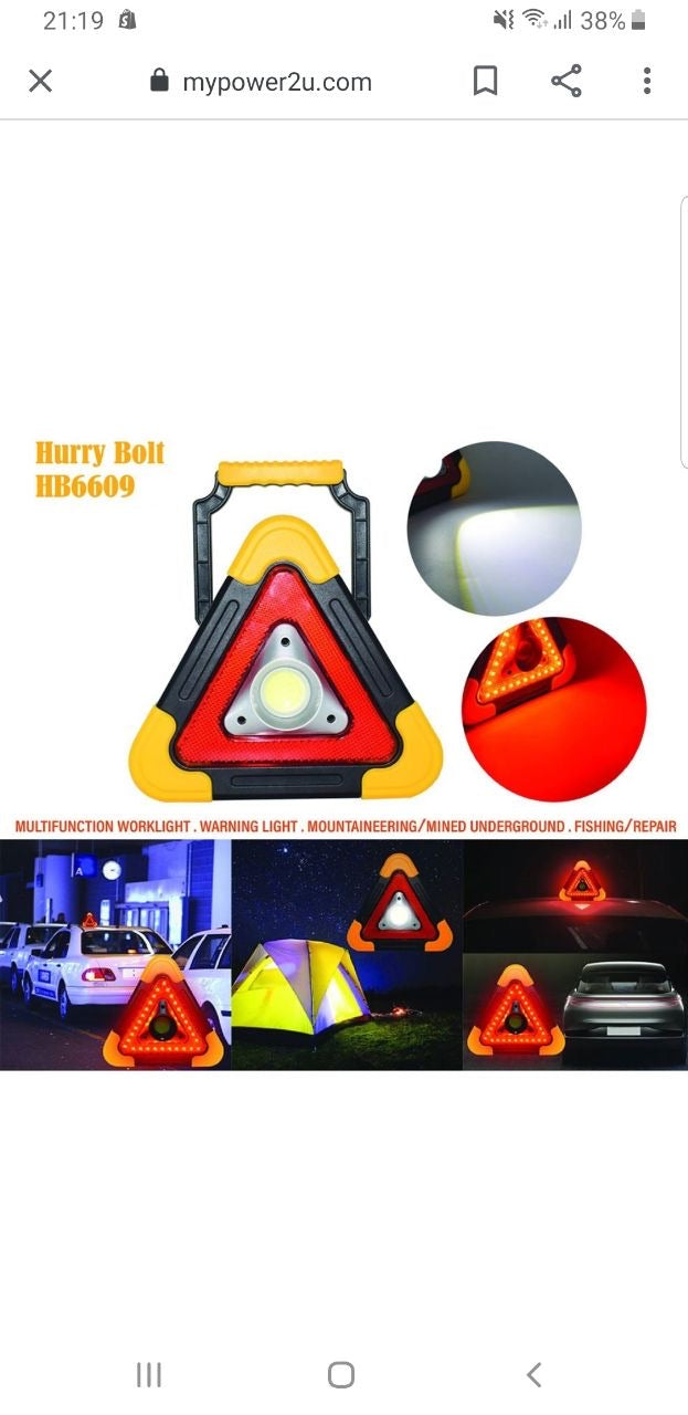 Solarna LED lampa s trokutom upozorenja